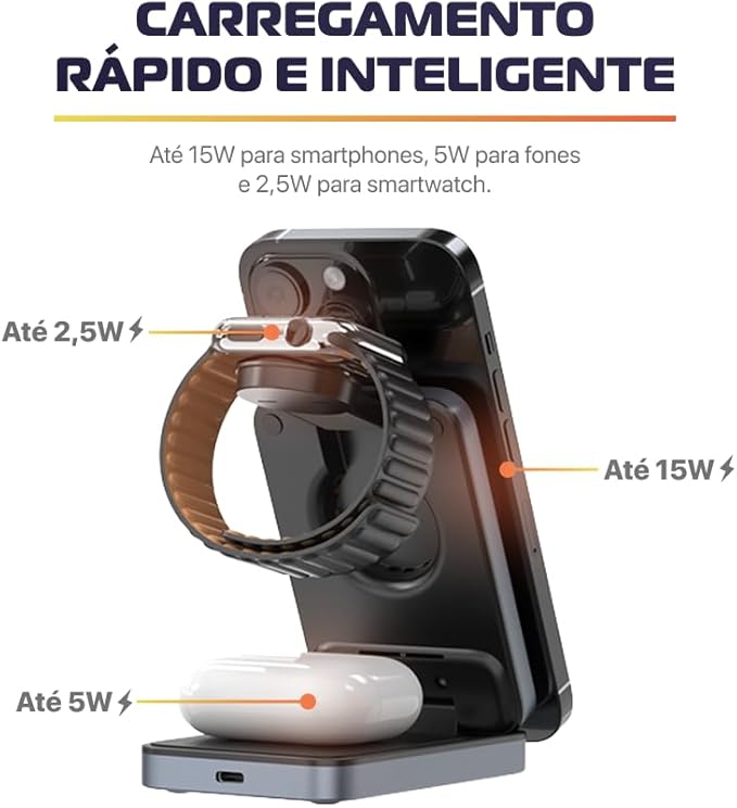 Carregador por Indução 3 em 1 Amet 4