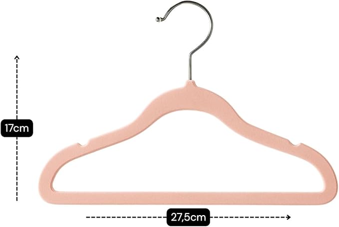 Kit 50 Cabides de Veludo Infantil Rosa Antideslizante 3