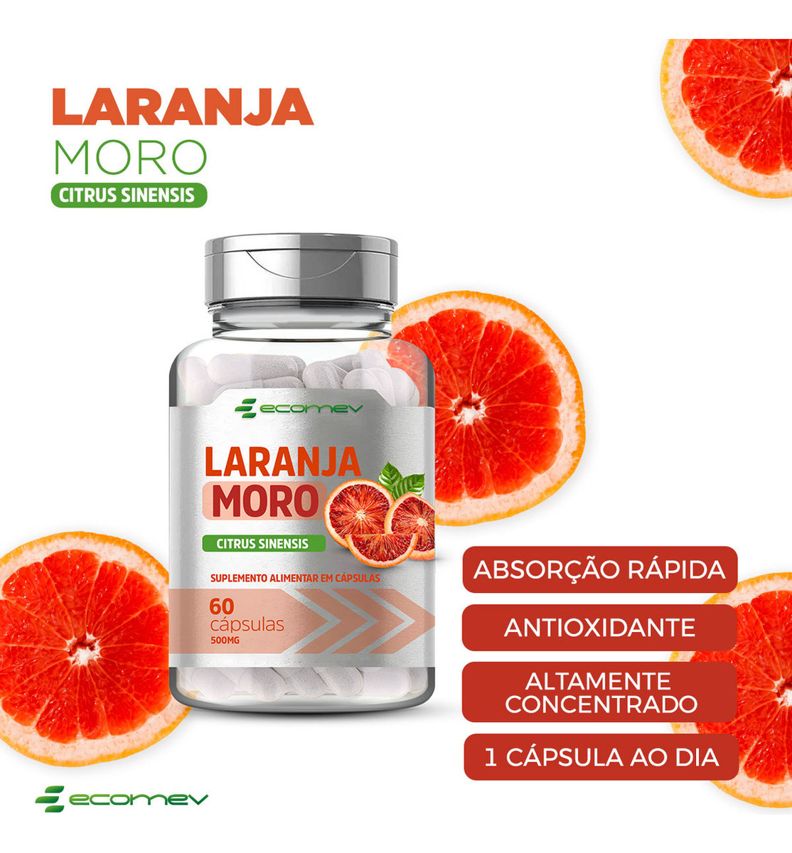 Morosil Extrato de Laranja Moro 500 mg 60 Cápsulas 2