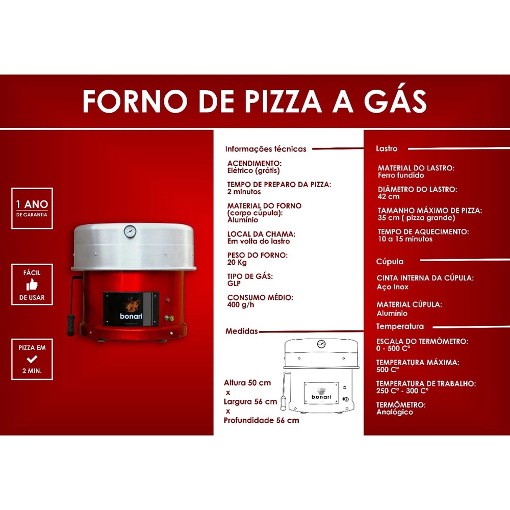 Forno de Pizza a Gás Bonari 2