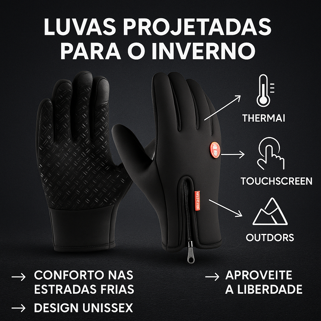 Luva Moto Térmica Impermeável Touch Screen Inverno Preto 4