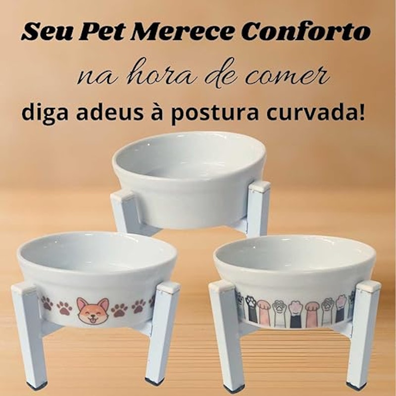 Comedouro Luxo Pet de Porcelana com Suporte Elevado 500 ml 3