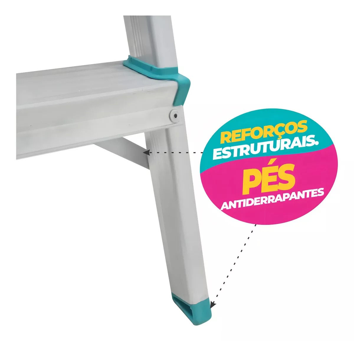 Banqueta Escada Doméstica 3 Degraus Alumínio Gibafer 4