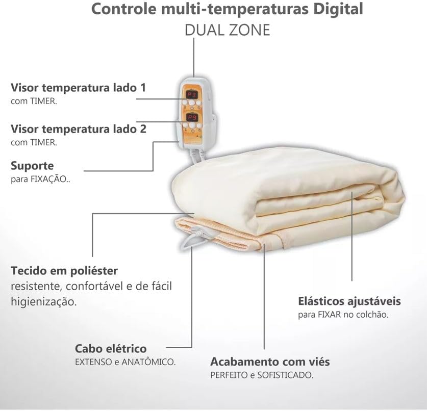 Lençol Térmico Elétrico Digital Casal 4