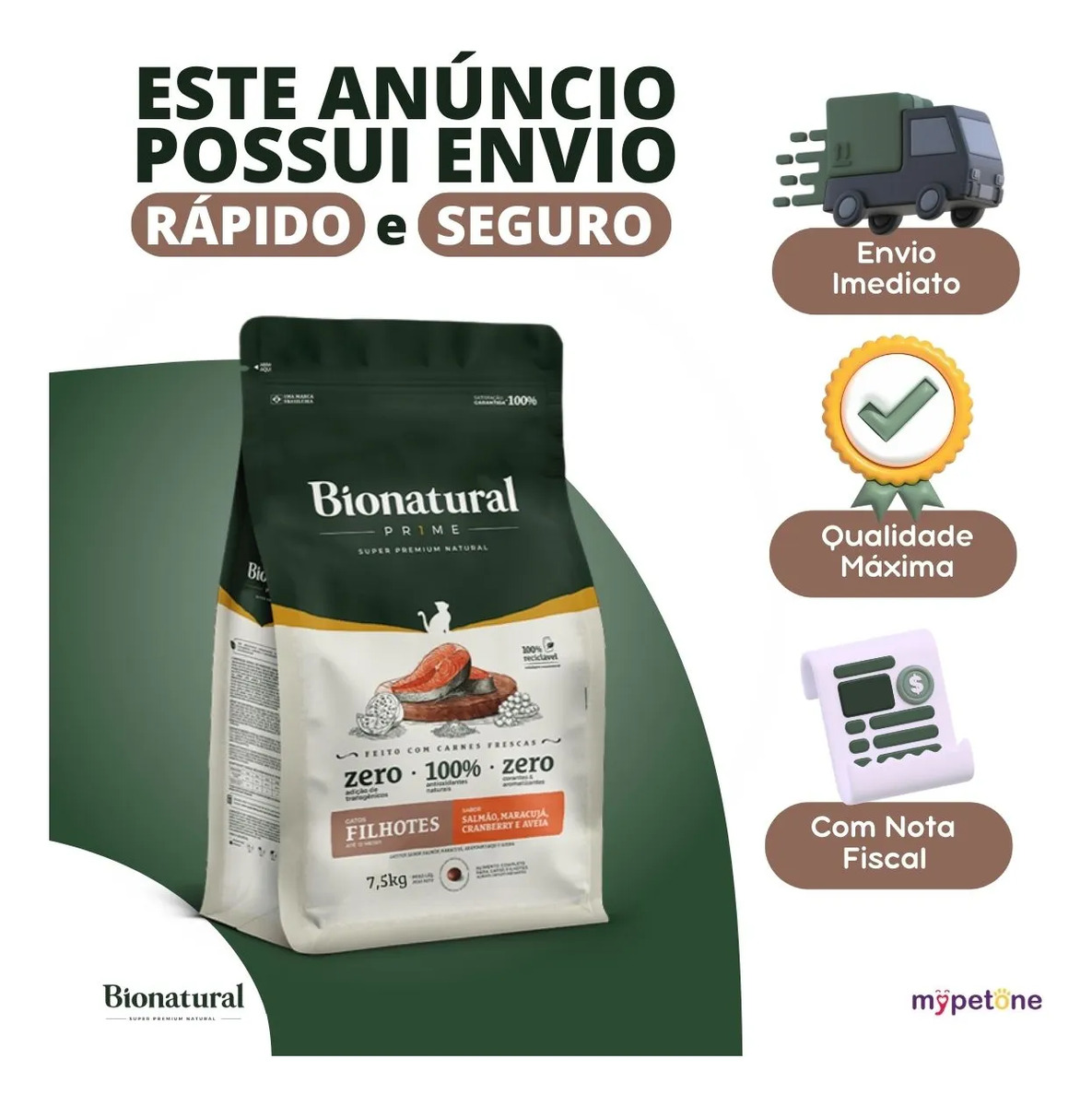 Bionatural Prime Ração Sabor Salmão para Gatos Filhotes 3