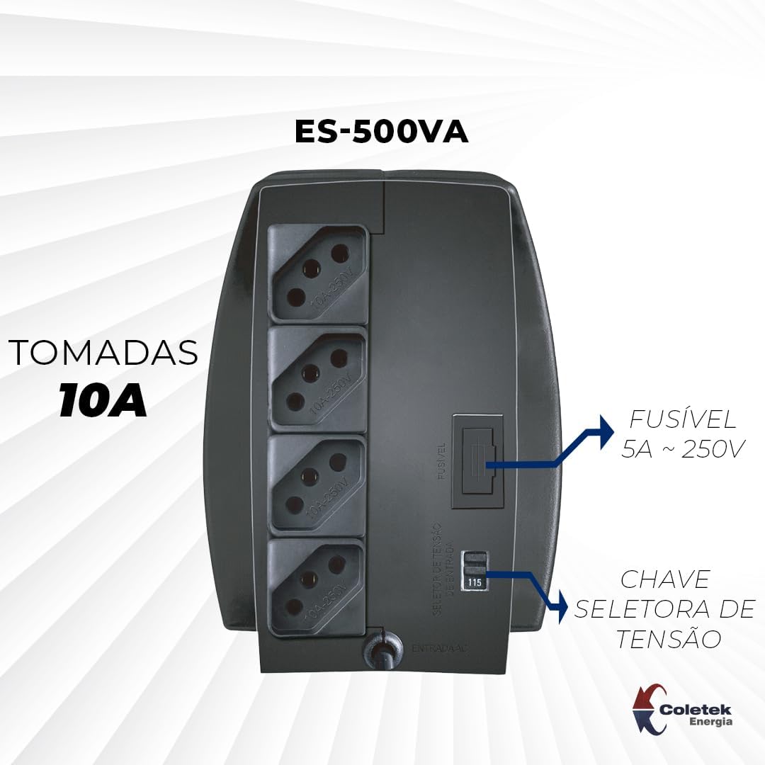 Estabilizador Bivolt Manual 115 V Bem Ligado Coletek Energia 5