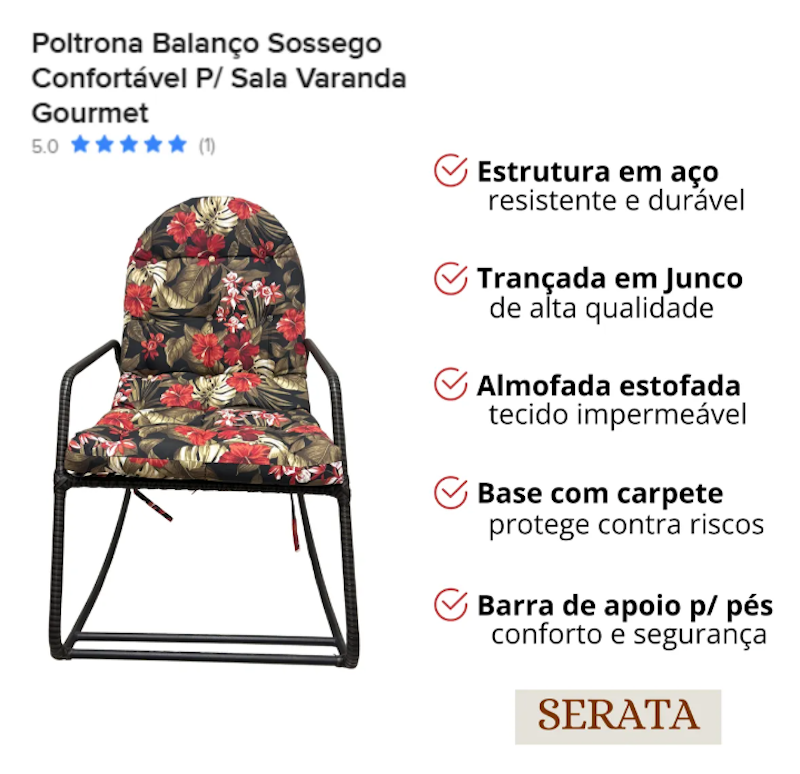 Cadeira Sossego Poltrona de Balanço 3