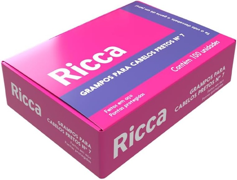 Grampo para Cabelo 100 un. Preto Nº 7 Ricca 2