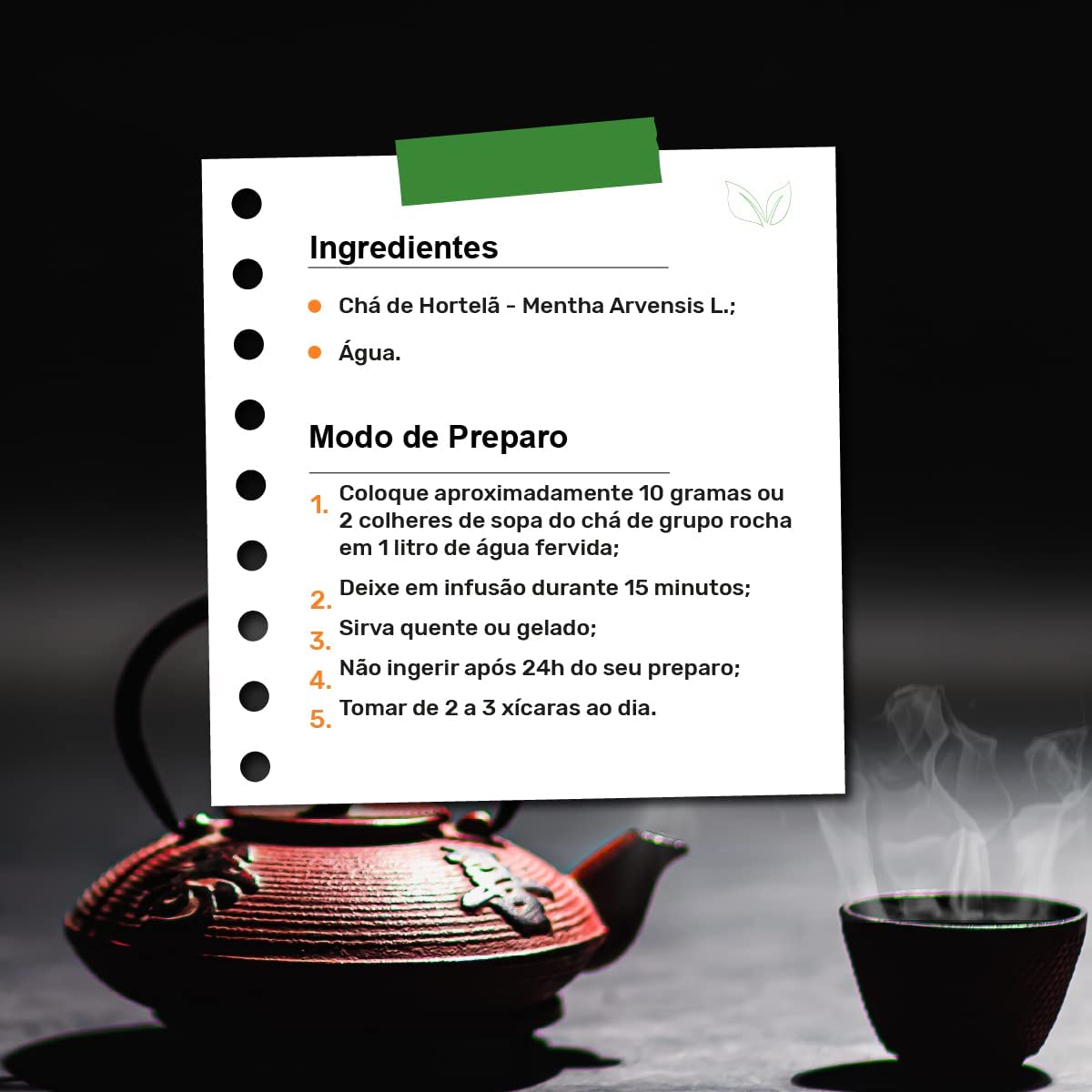Chá de Hortelã Mentha Arvensis L. Grupo Rocha Saúde 4