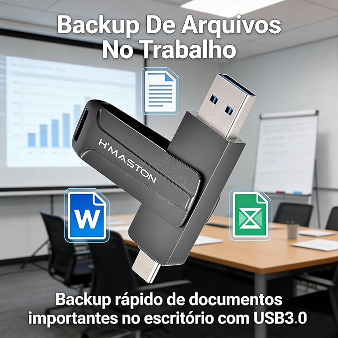 Pendrive USB-A/USB-C Rotativo 360° 4
