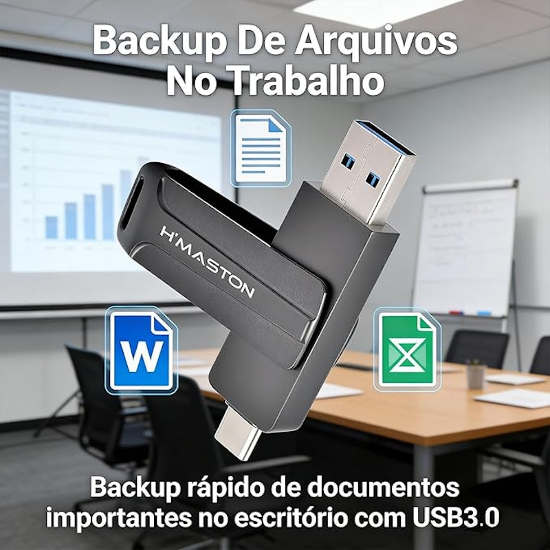Pendrive USB-A/USB-C Rotativo 360° 4