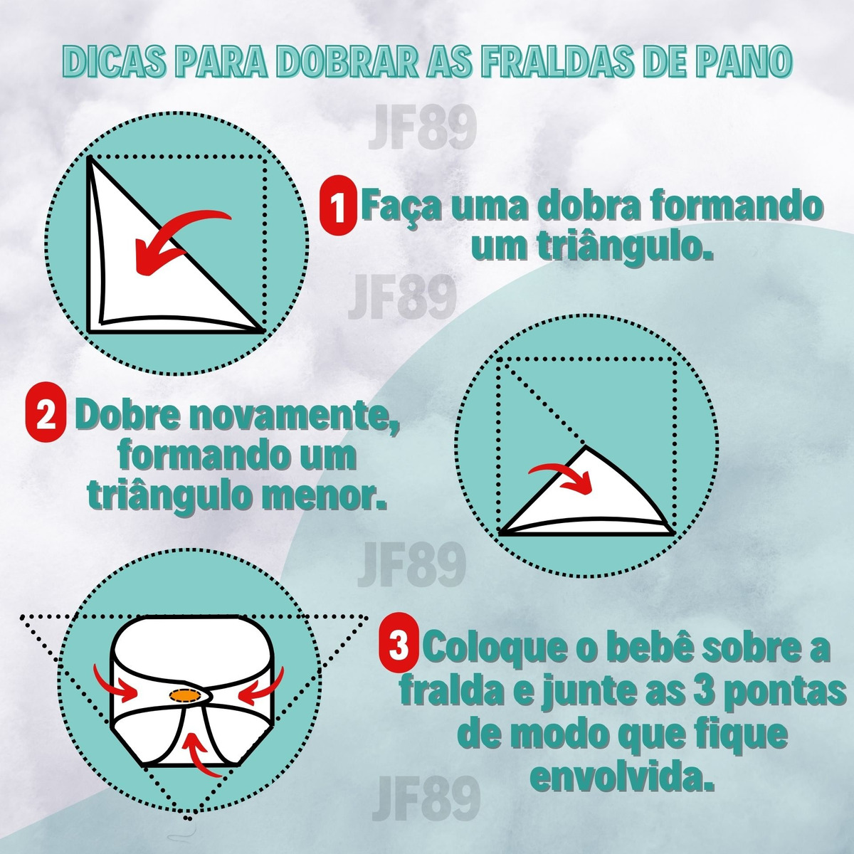 Fraldas de Pano Brancas com Bainha Luxo 3