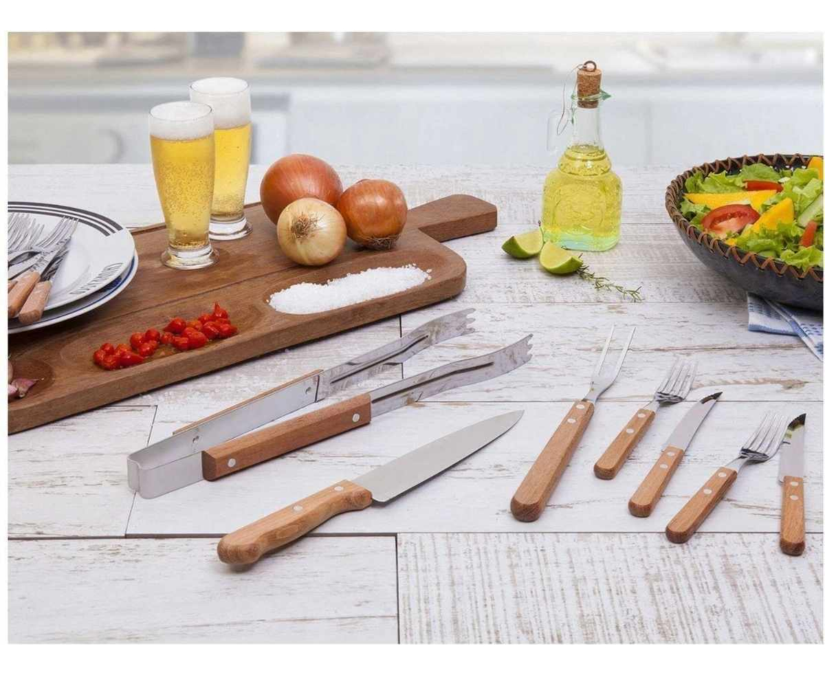 Kit para Churrasco Tramontina com Lâmina em Aço Inox e Cabos de Madeira 15 Peças 2