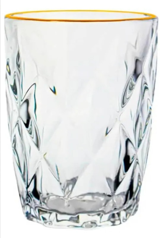 Jogo de Copos de Vidro Diamond Fio de Ouro 270 ml 6 Peças 3