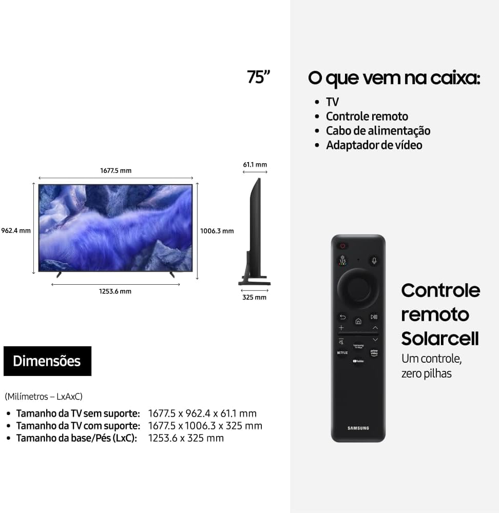 Vision AI TV 75 Polegadas QLED 4K QEF1 2025 4