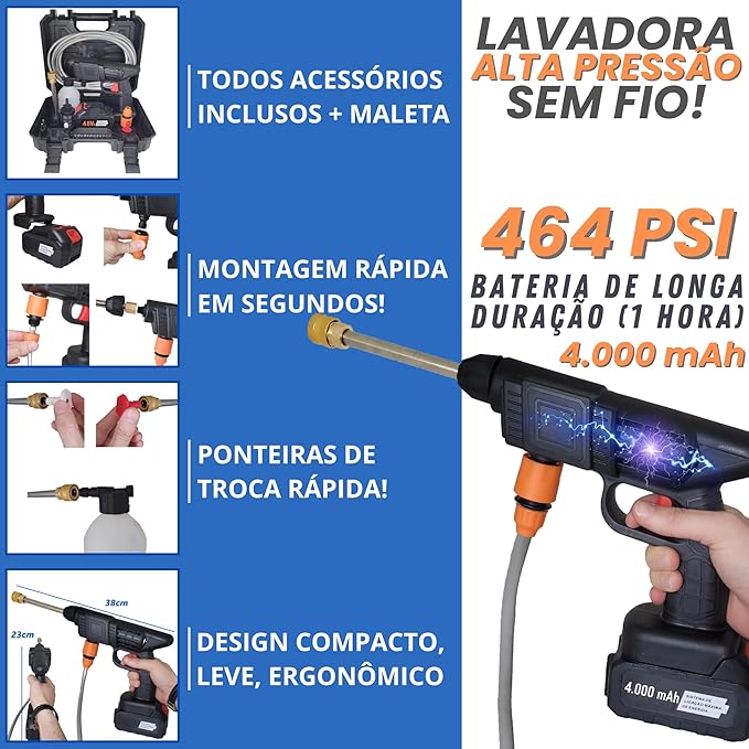 Lavadora Alta Pressão Portátil sem Fio 2