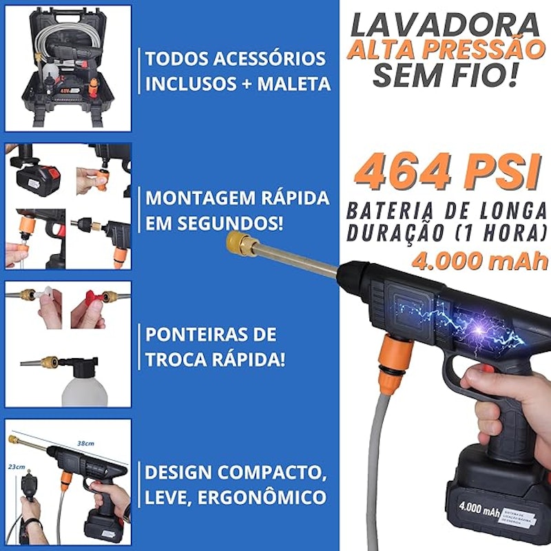 Lavadora Alta Pressão Portátil sem Fio 2
