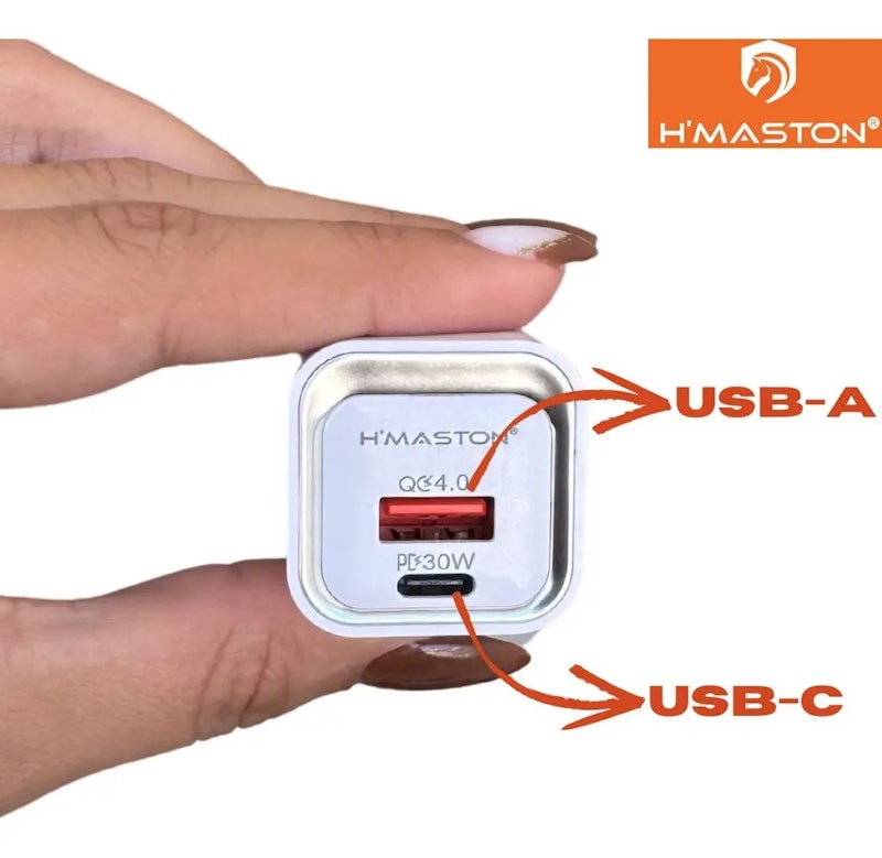 Carregador Turbo até 60 W USB-C PD + USB-A QC 4.0 2