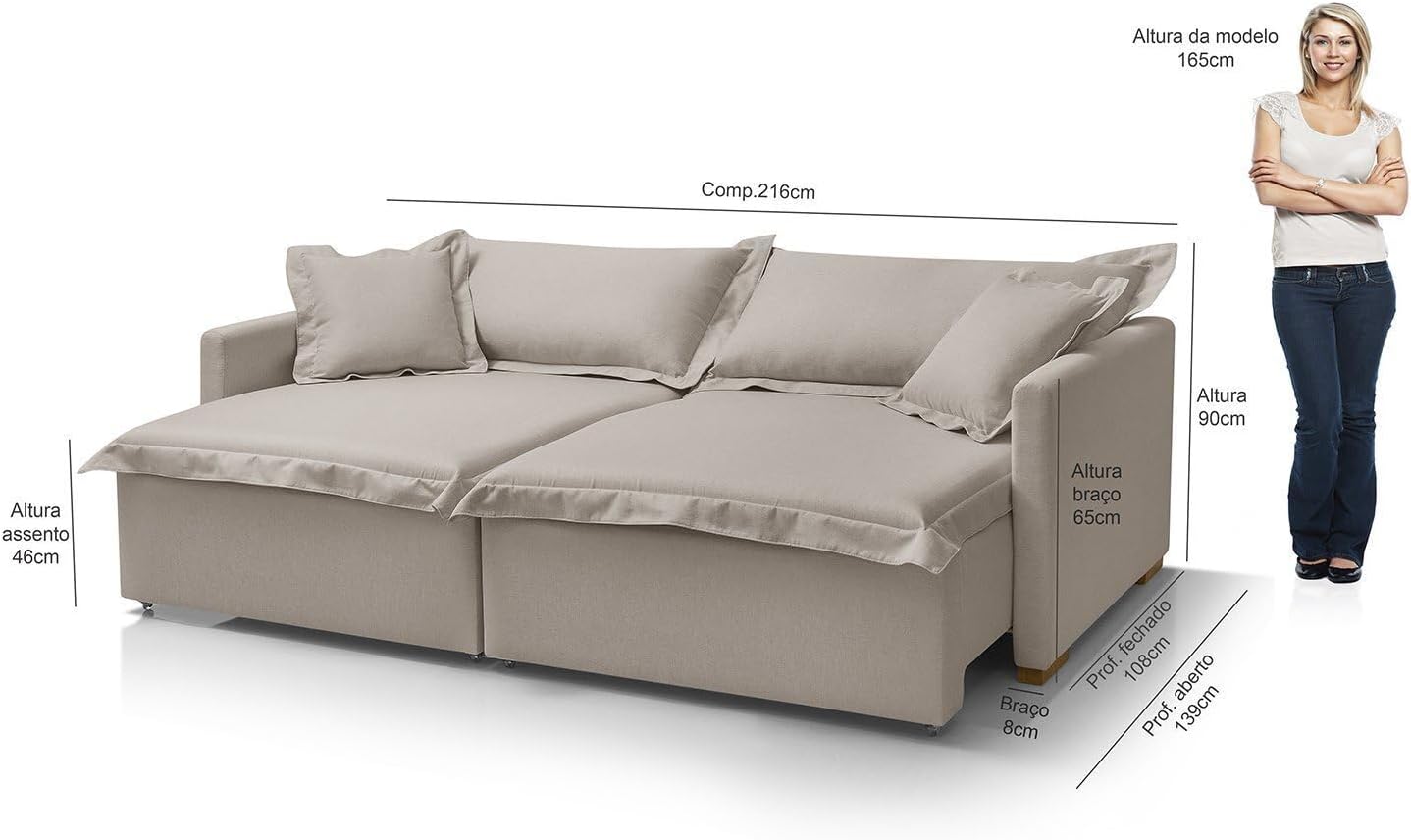 Sofá Cama Portinari 2 Lugares Retrátil 2