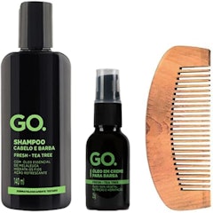 Kit Barba Tea Tree Shampoo + Óleo + Pente Go Man