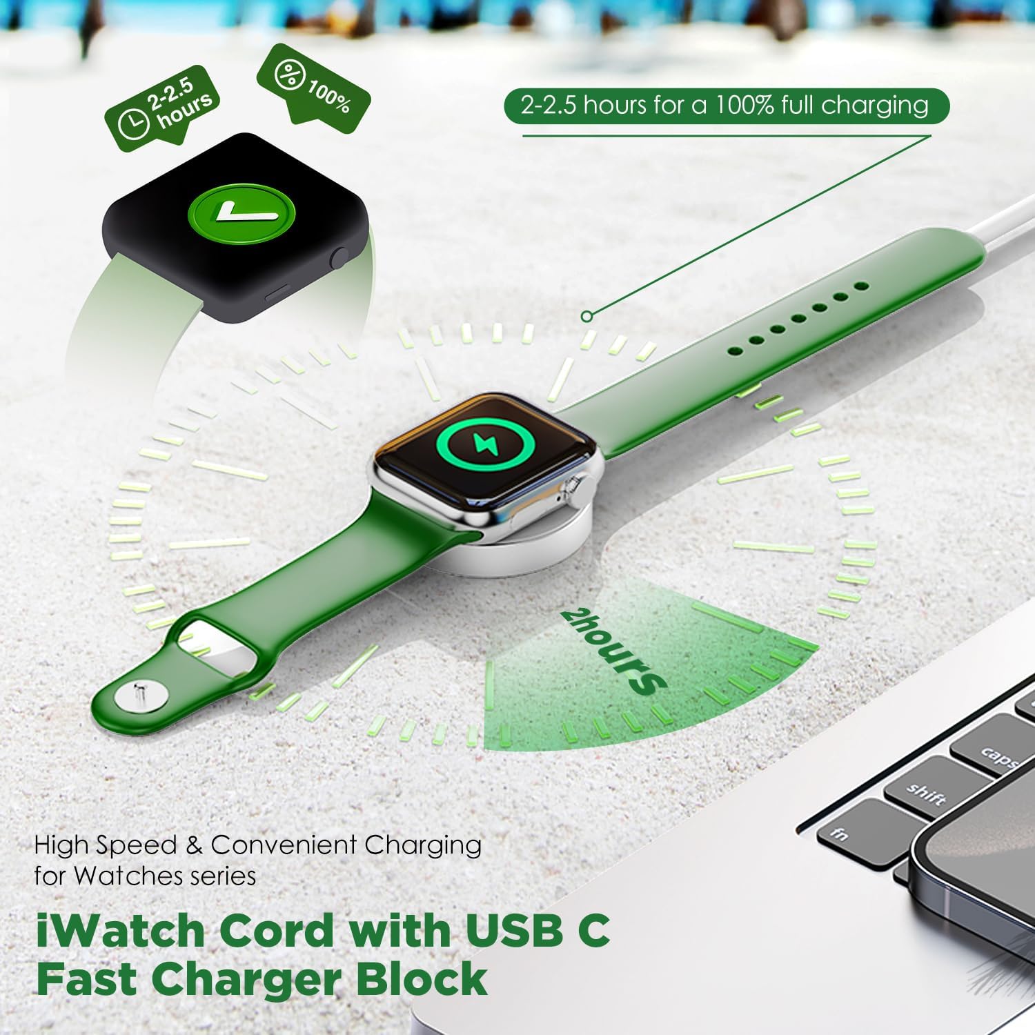 Cabo Carregador para Apple Watch sem Fio 3 m Hzevn 2