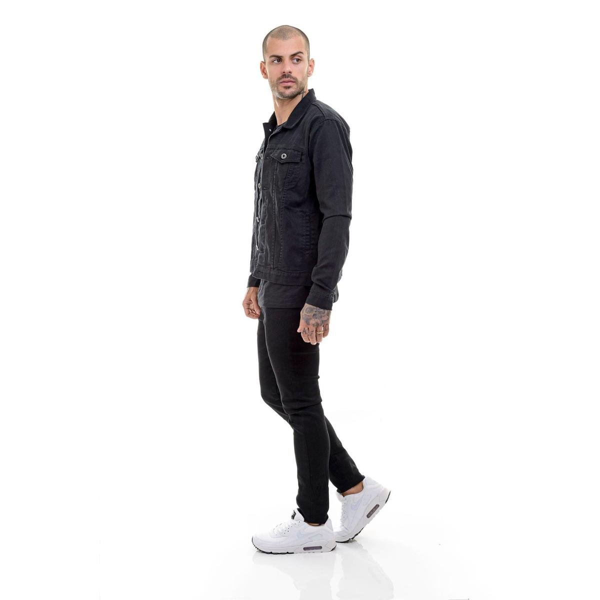 Jaqueta Jeans Masculina Preta Slim Fit 3