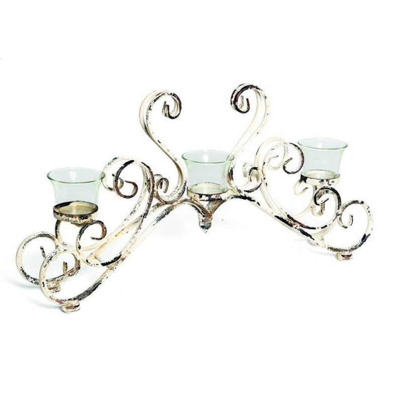 Candelabro em Ferro de Vidro 3 Velas 1