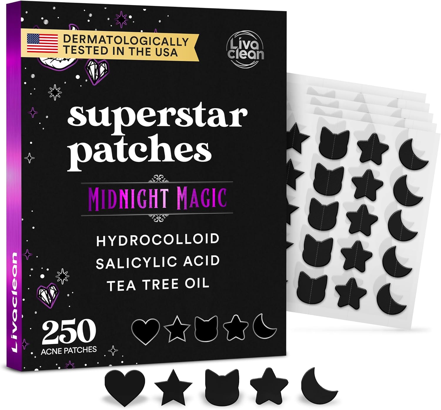 Adesivos Hidrocoloides para Espinhas Midnight Magic Black Star 1