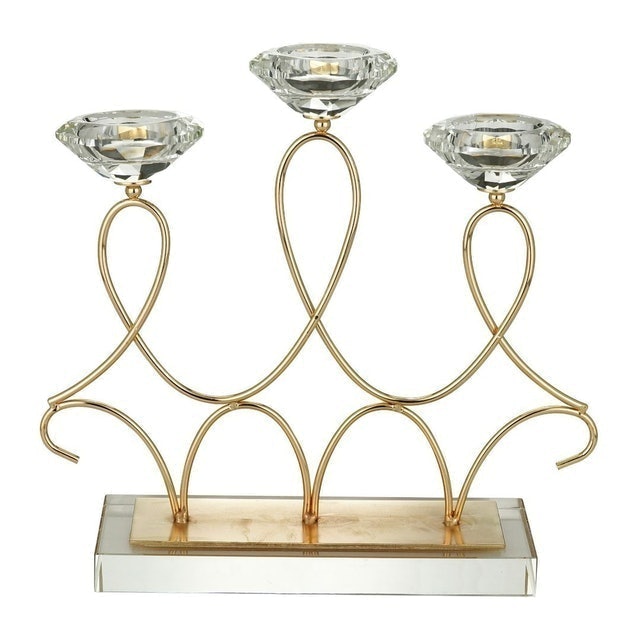 Candelabro Metal p/3 Velas Dourado 1