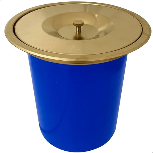 Lixeira de Embutir 5 L Dourada Escovada Redonda em Aço Inox para Bancada 1