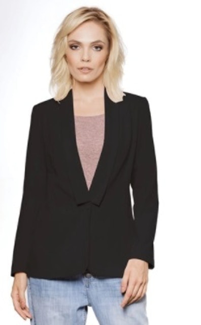 Blazer Leve de Crepe Gola Smoking Preto 1
