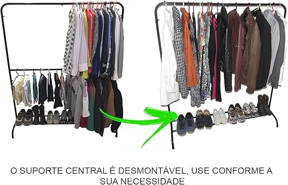 Arara Dupla para Roupas com Sapateira Própria 3