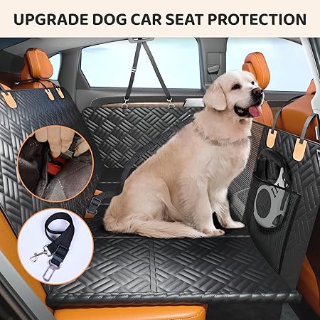 Capa de Assento de Carro para Cachorro de Banco Traseiro com Fundo Rígido 3
