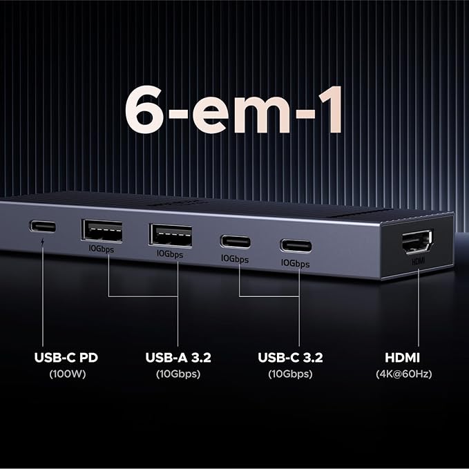 Hub Usb-C Ugreen Revodok Pro 6 Em 1  2