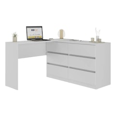 Escrivaninha em L 120 cm c/ 6 Gavetas Flex