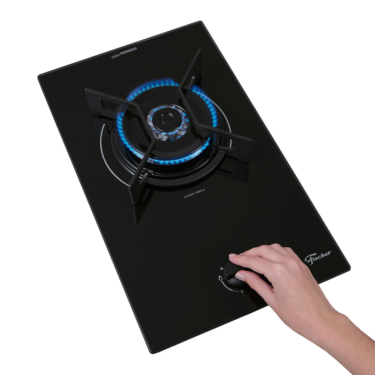 Cooktop a Gás Fischer 1 Boca Tripla Chama Fit Line Trempe Iron Bivolt 5