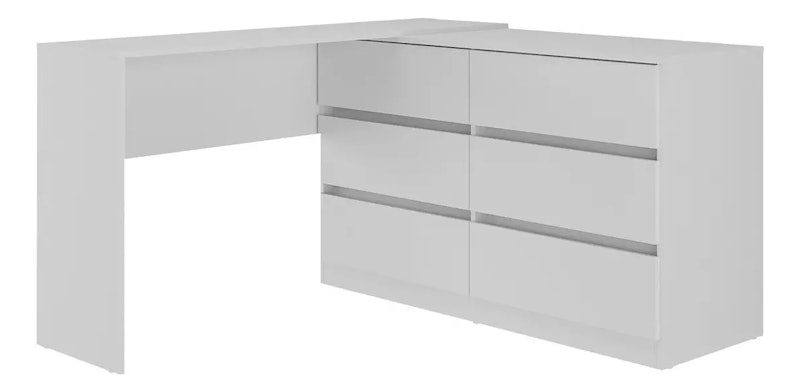 Escrivaninha em L 120 cm c/ 6 Gavetas Flex 4