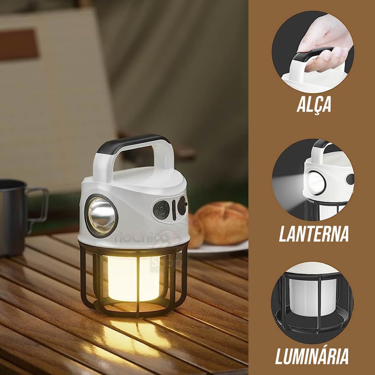 2 em 1 Lampião LED e Lanterna de Mão 2