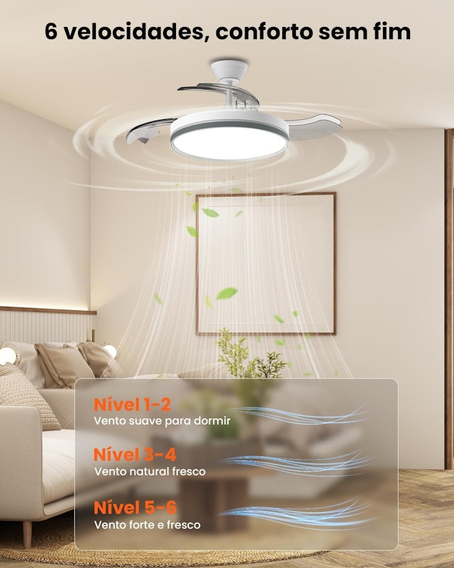 Ventilador de Teto Retrátil 106 cm 4
