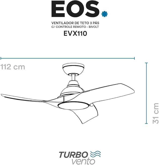 Ventilador de Teto Turbo Vento 3 Pás com Controle Remoto 4