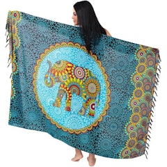 Canga De Praia Em Viscose Floral Elefante