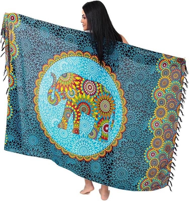 Canga De Praia Em Viscose Floral Elefante 1