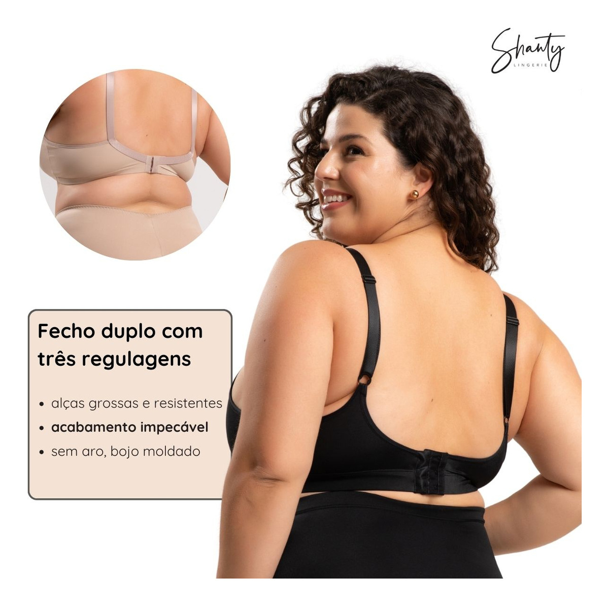 Sutiã Pós-Mastectomia Plus Size para Usar com Prótese Microfibra Bege 2