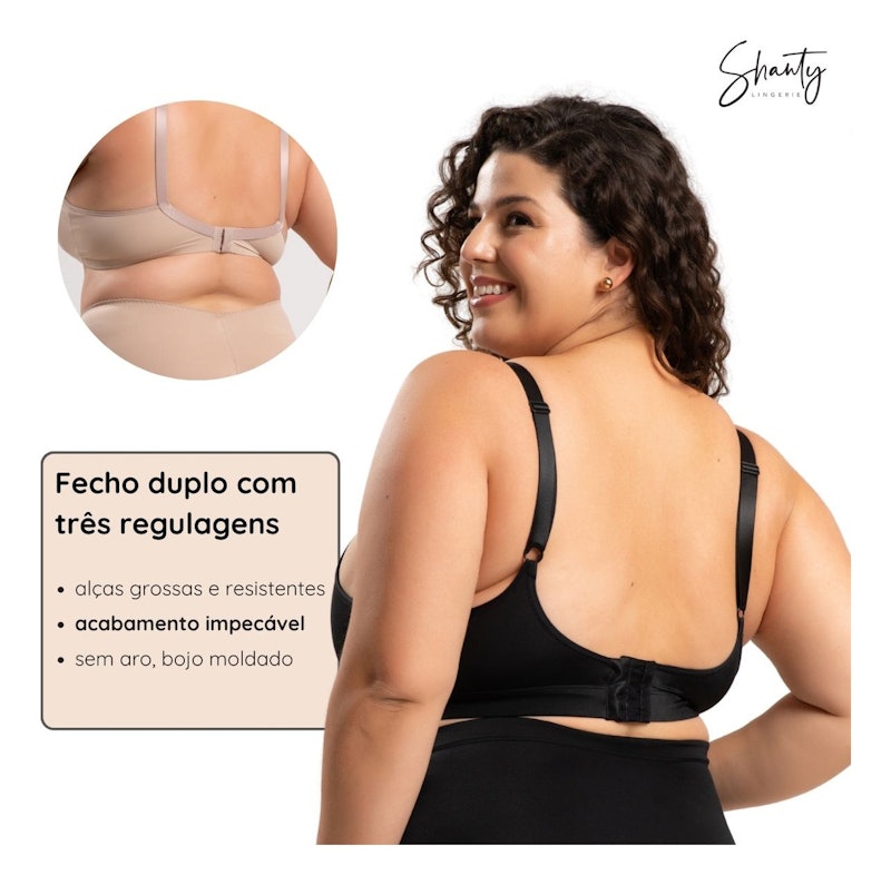 Sutiã Pós-Mastectomia Plus Size para Usar com Prótese Microfibra Bege 2