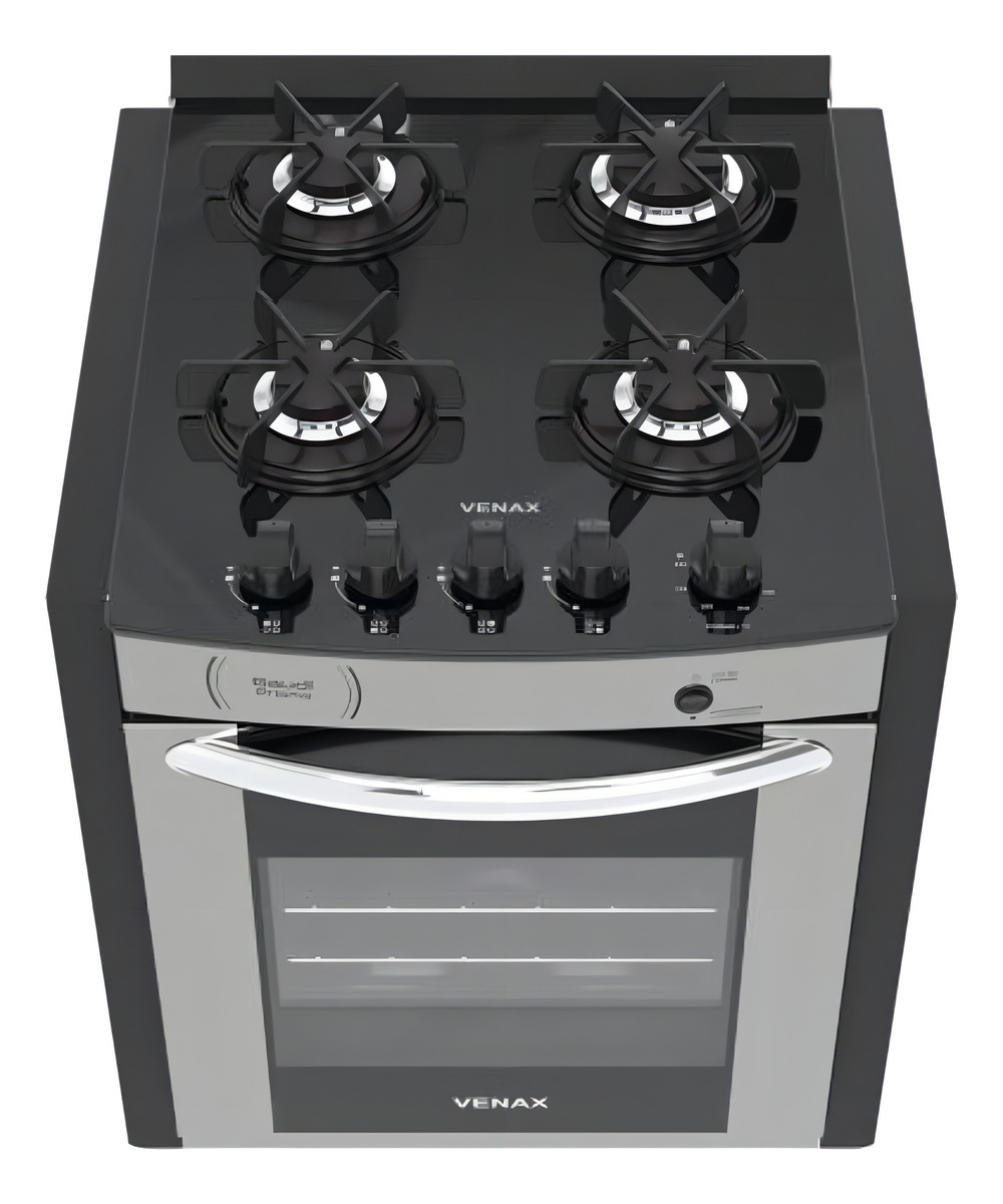 Fogão de Embutir 4 Bocas Venax Gaudi Prisma Vitreo Bl Inox Gas GLP 2