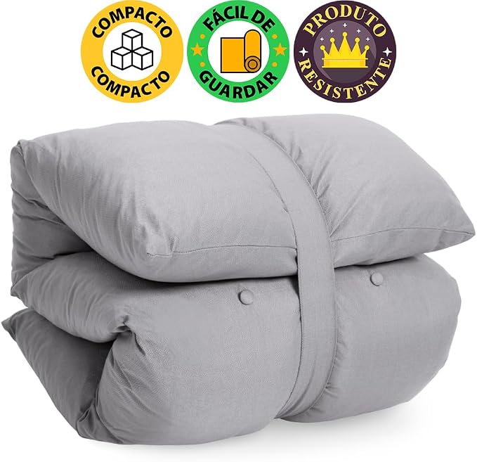 Futon Dobrável de Espuma Solteiro Cinza Claro 170x60 cm 3