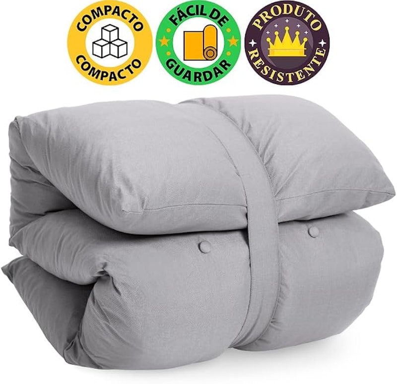 Futon Dobrável de Espuma Solteiro Cinza Claro 170x60 cm 3