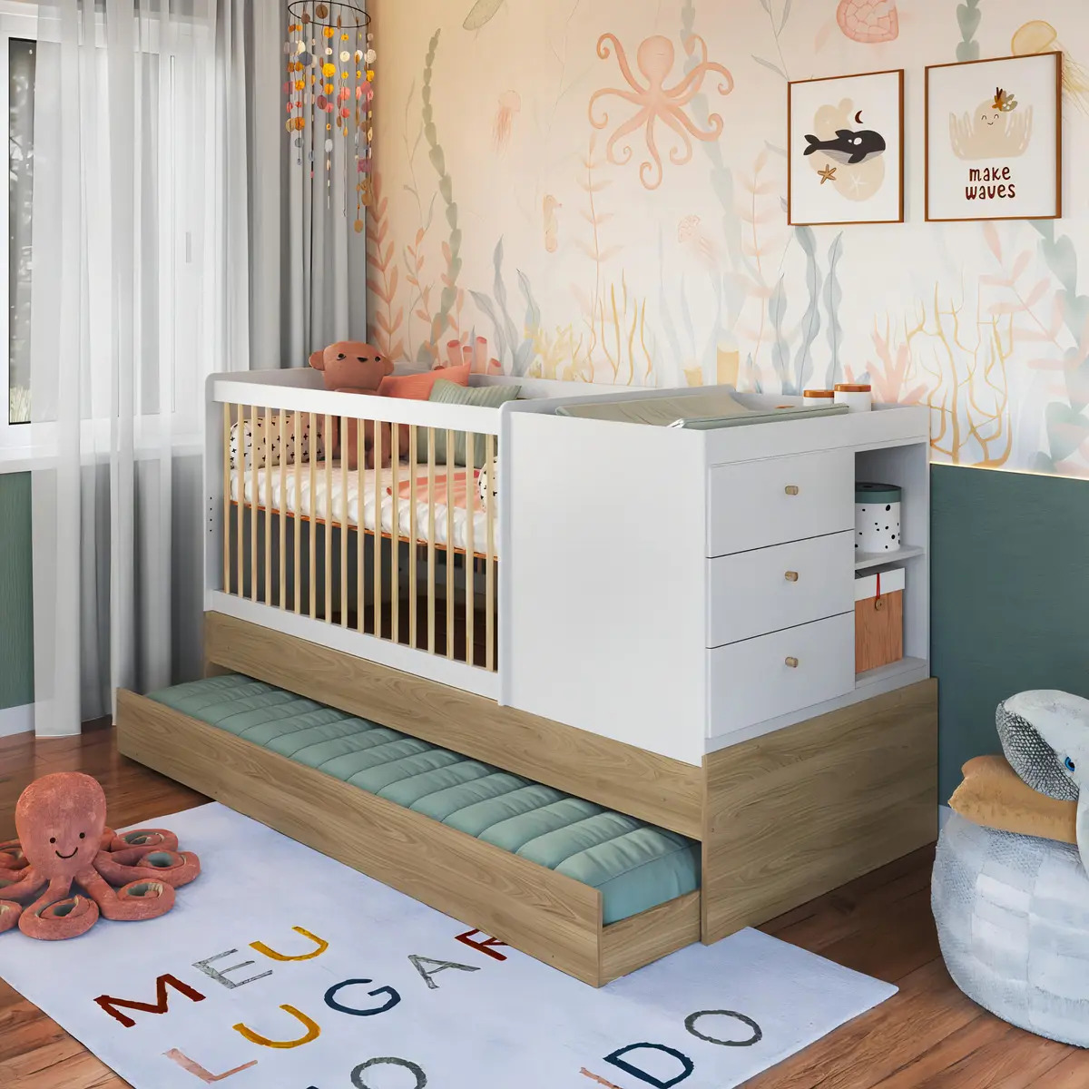 Berço Cama Multifuncional com Auxiliar 2