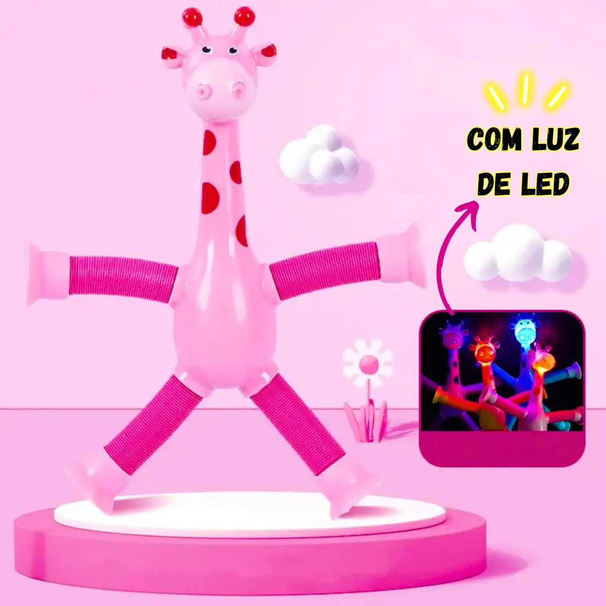 Kit 2 Pop It Girafa Estica Gruda com Tubo LED 4