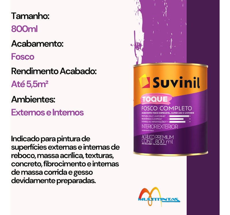 Tinta Acrílica Toque Fosco Completo 800 ml 3
